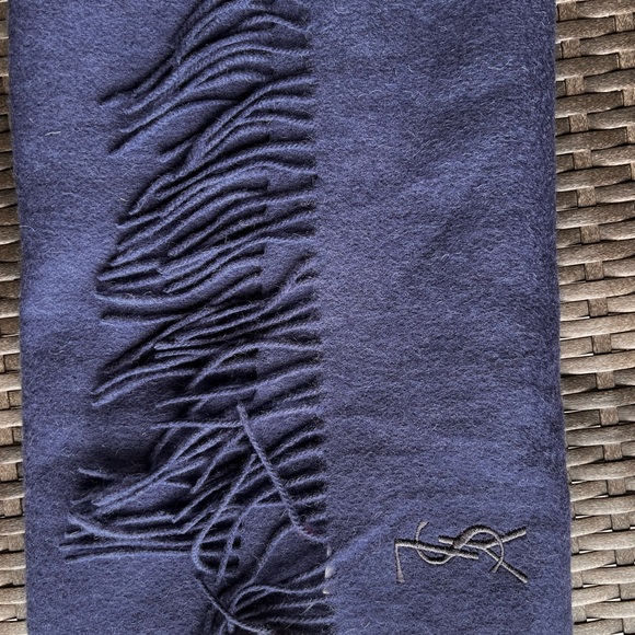 YSL Blue Wool Scarf size 30*180 cm - Picture 2 of 5